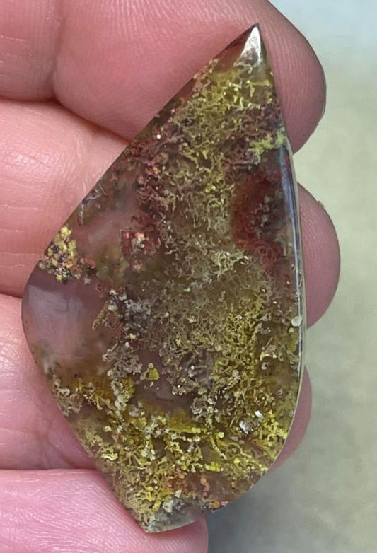 Freeform 45x26mm Lichen in Quartz Cabochon 02