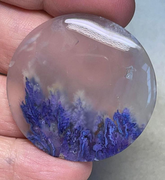 Round 40x40mm Colour Enhanced Plume Agate Cabochon 55