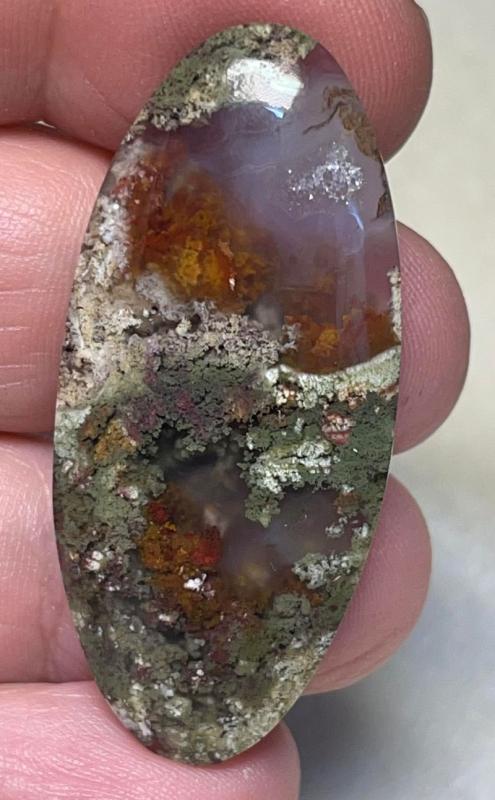Oval 45x20mm Lichen in Quartz Cabochon 86