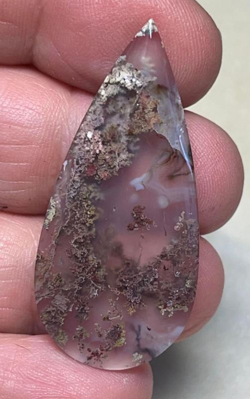 Teardrop 43x20mm Lichen in Quartz Cabochon 87