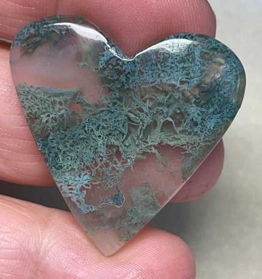 Heart 34x34mm Lichen in Quartz Cabochon 92