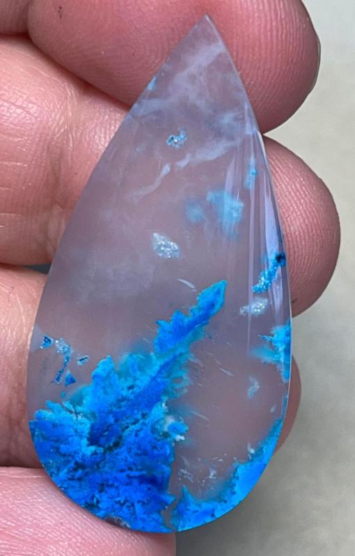 Teardrop 43x21mm Colour Enhanced Plume Agate Cabochon 61