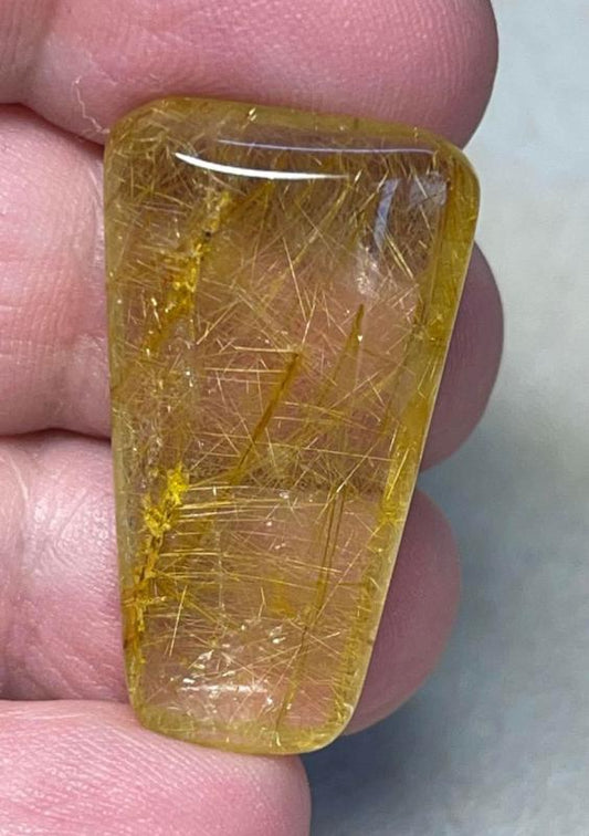 Freeform 33x19mm Curved Rutilated Quartz Cabochon 06
