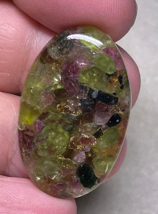 Oval 35x21mm Mohave Tourmaline Cabochon 14