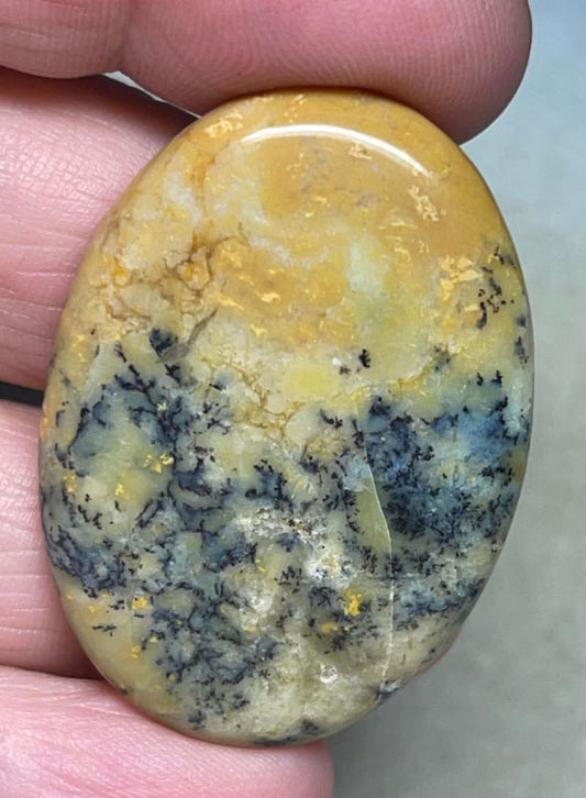Oval 41x29mm Natural Honey Dendritic Opal Cabochon 02
