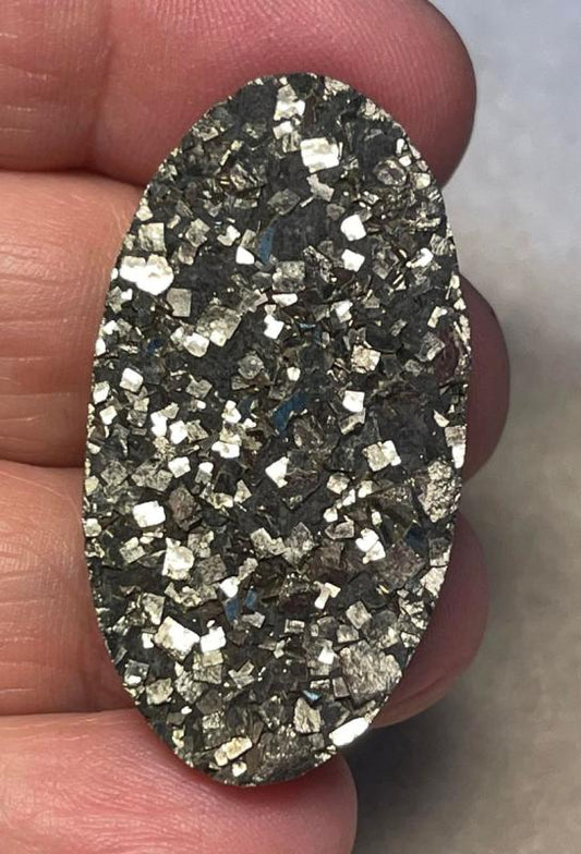 Oval 41x21mm Druzy Pyrite Cabochon 01