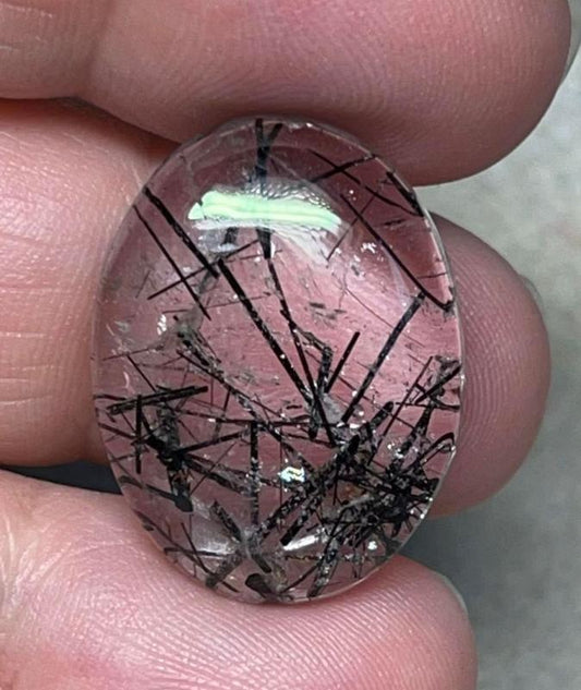 Oval 24x19mm Tourmalated Quartz Cabochon 01
