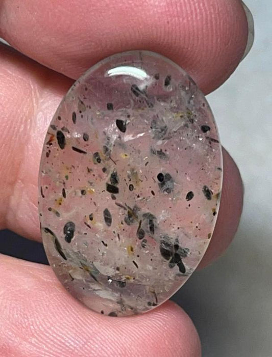 Oval 27x18mm Tibetan Black Spot Quartz Cabochon 06