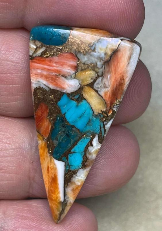 Freeform 41x22mm Spiny Oyster Turquoise Cabochon 06