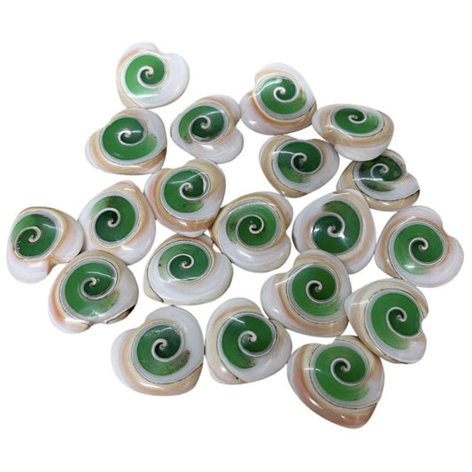 Single Heart 24mm Green Shiva Eye Shell Cabochon
