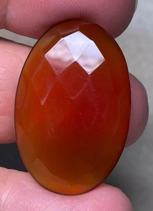 Oval 32x21mm Faceted Carnelian Cabochon 08