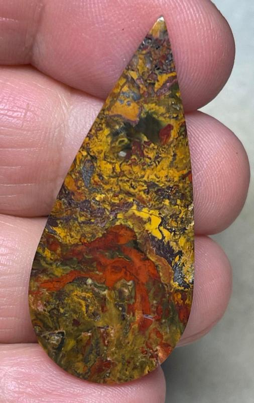 Teardrop 43x19mm Natural Indonesian Jasper Cabochon 01