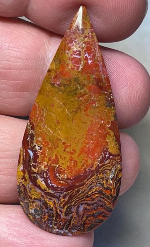 Teardrop 46x21mm Finger Print Jasper Cabochon 01