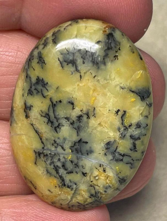 Oval 35x26mm Natural Honey Dendritic Opal Cabochon 03