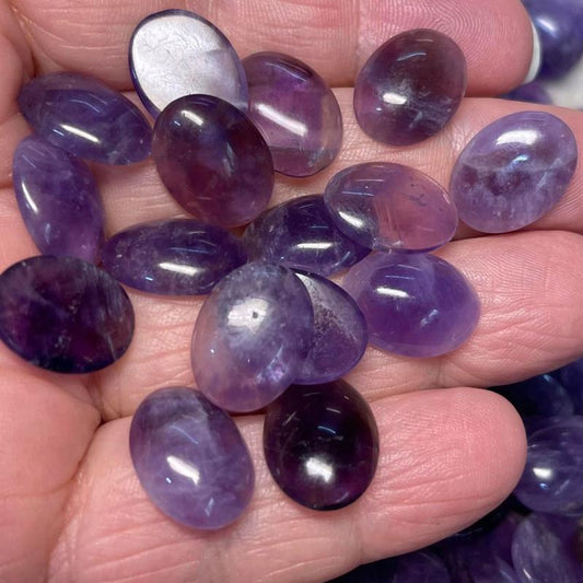 Single Oval 15mm Long Amethyst Cabochon