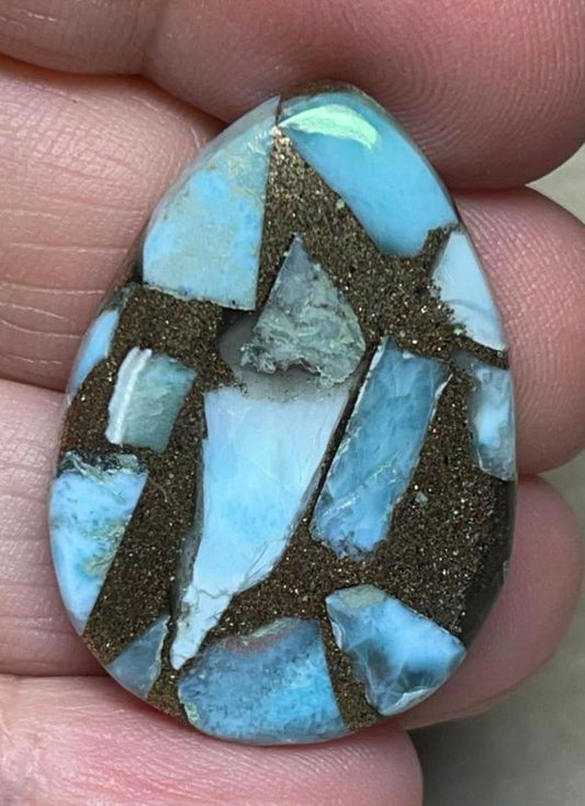 Teardrop 34x24mm Mohave Larimar Cabochon 01