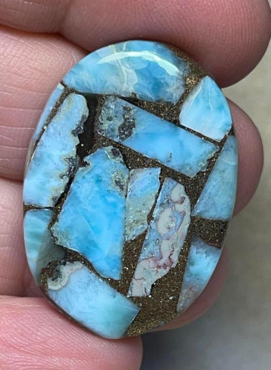 Oval 34x24mm Mohave Larimar Cabochon 08