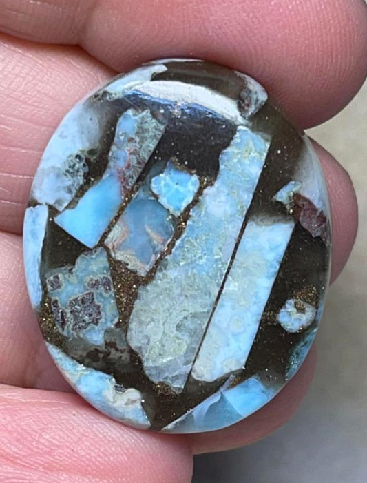 Oval 31x25mm Mohave Larimar Cabochon 13