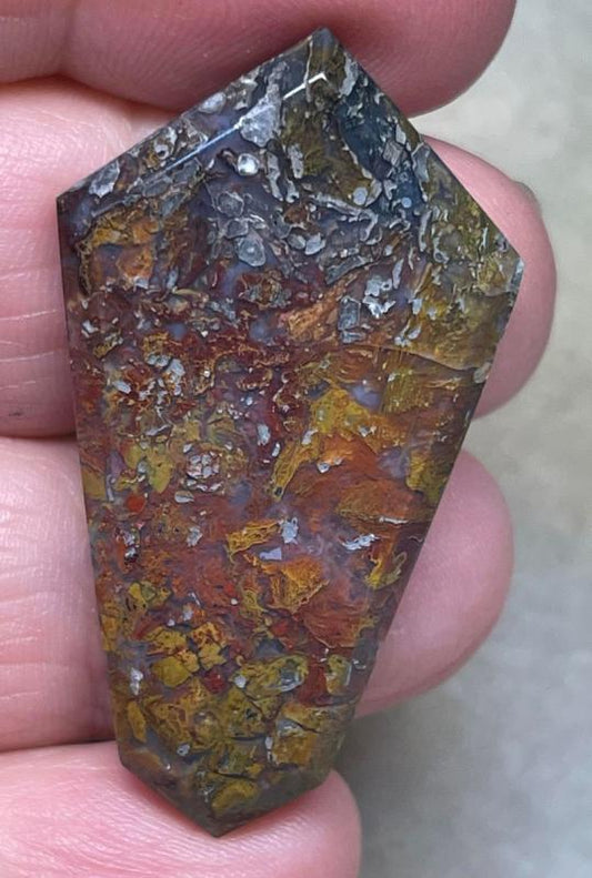 Freeform 42x24mm Faceted Indonesian Jasper Cabochon 06
