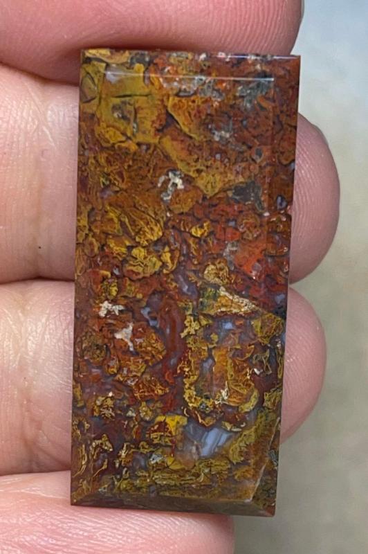 Rectangle 35x16mm Faceted Indonesian Jasper Cabochon 12