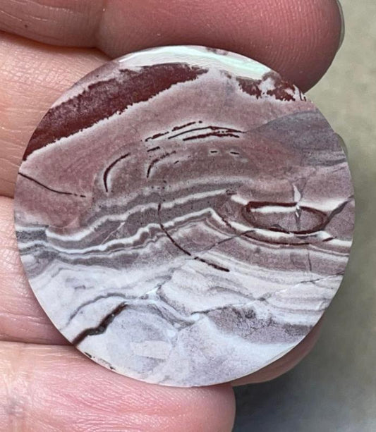 Round 34x34mm Finger Print Jasper Cabochon 03