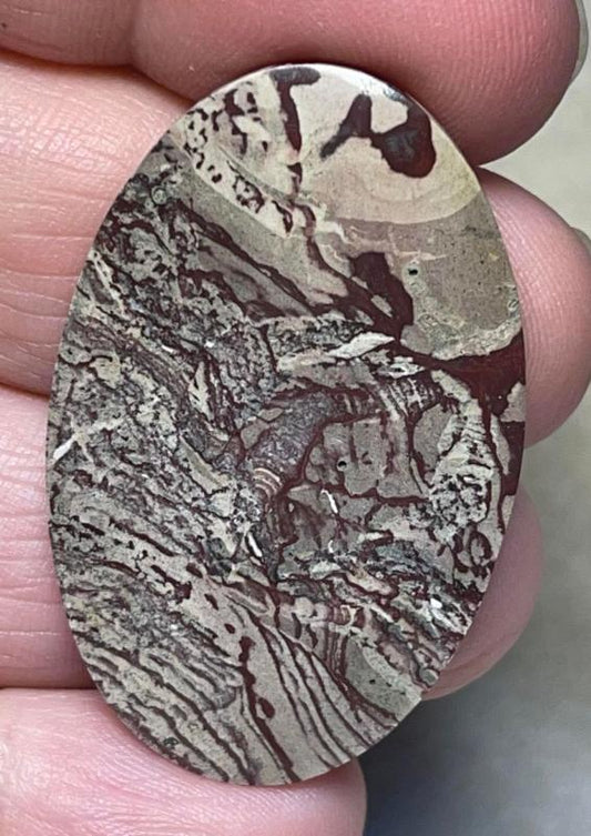 Oval 40x26mm Finger Print Jasper Cabochon 08