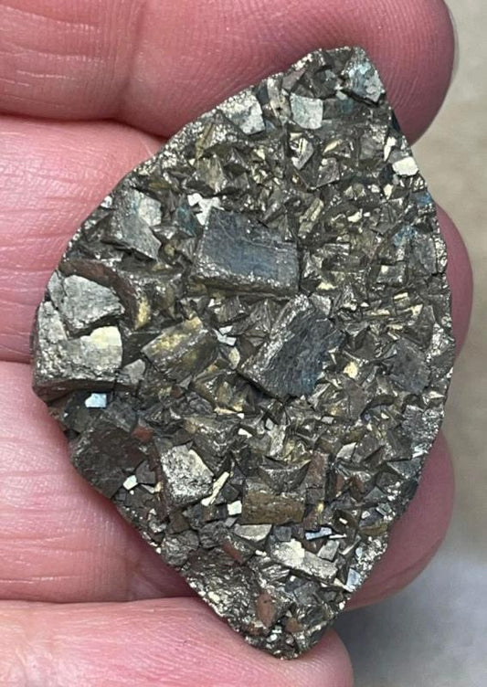 Freeform 41x27mm Druzy Pyrite Cabochon 04