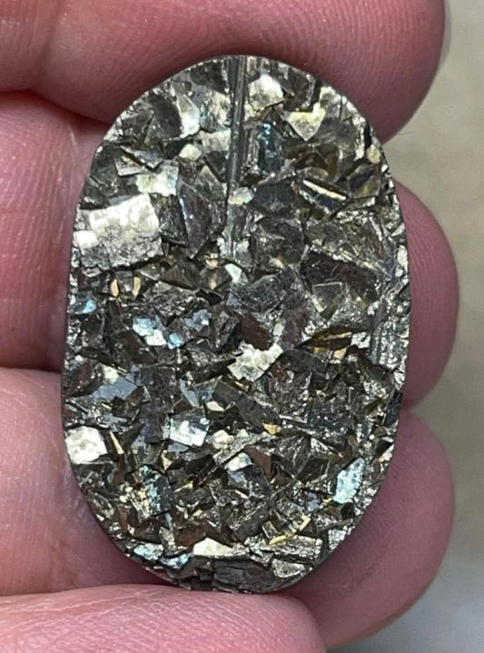 Oval 30x19mm Druzy Pyrite Cabochon 06