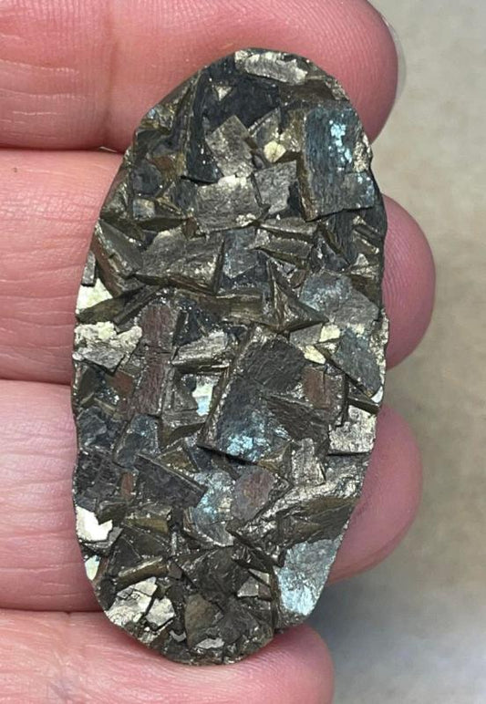 Oval 48x23mm Druzy Pyrite Cabochon 07
