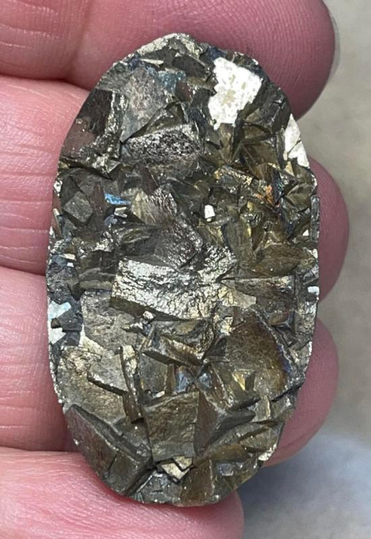 Oval 39x22mm Druzy Pyrite Cabochon 08