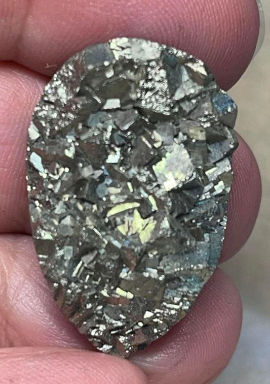 Teardrop 29x19mm Druzy Pyrite Cabochon 13