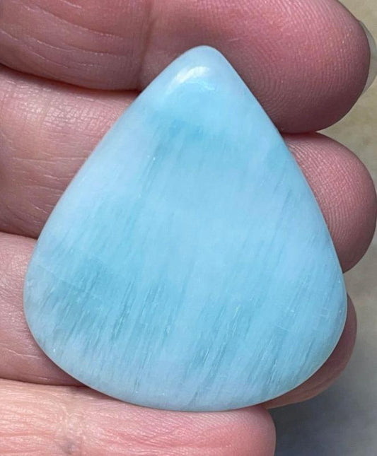 Teardrop 39x34mm Caribbean Blue Calcite Cabochon 08