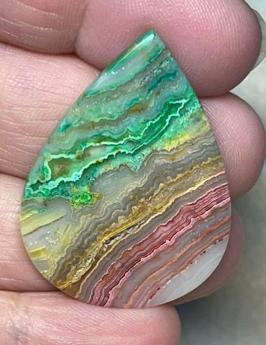 Teardrop 38x28mm Colour Enhanced Agate Cabochon 34