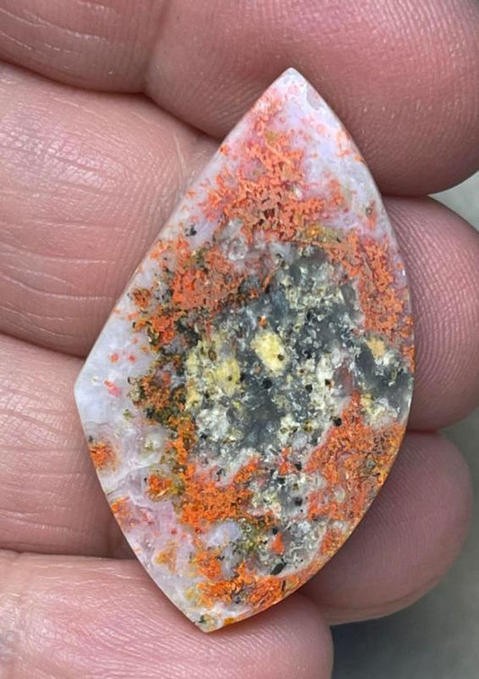 Freeform 37x21mm Orange Seam Agate Cabochon 03