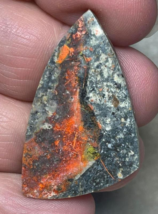 Freeform 38x23mm Orange Seam Agate Cabochon 08