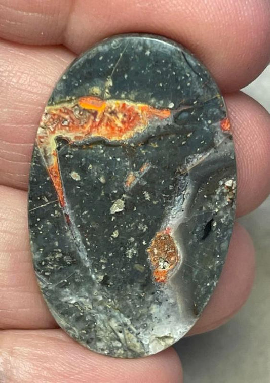 Oval 38x23mm Orange Seam Agate Cabochon 11