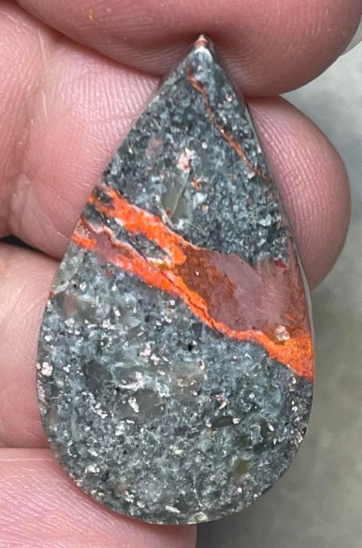 Teardrop 34x19mm Orange Seam Agate Cabochon 16