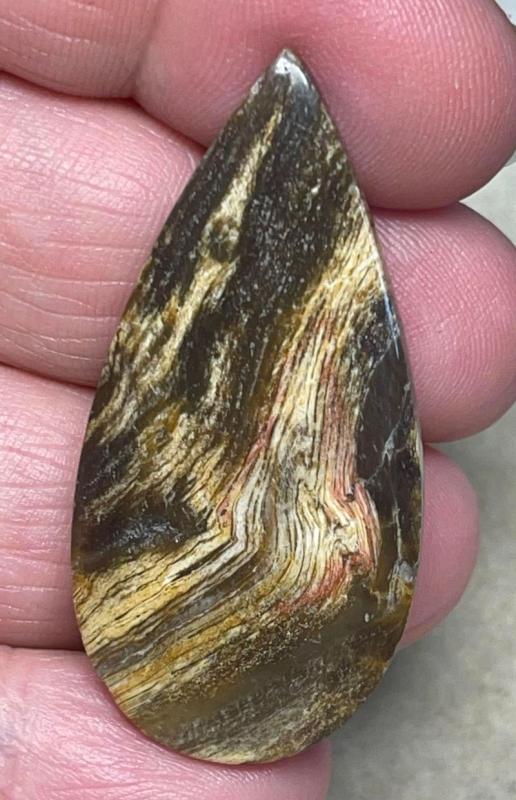 Teardrop 45x22mm Indonesian Petrified Wood Cabochon 23