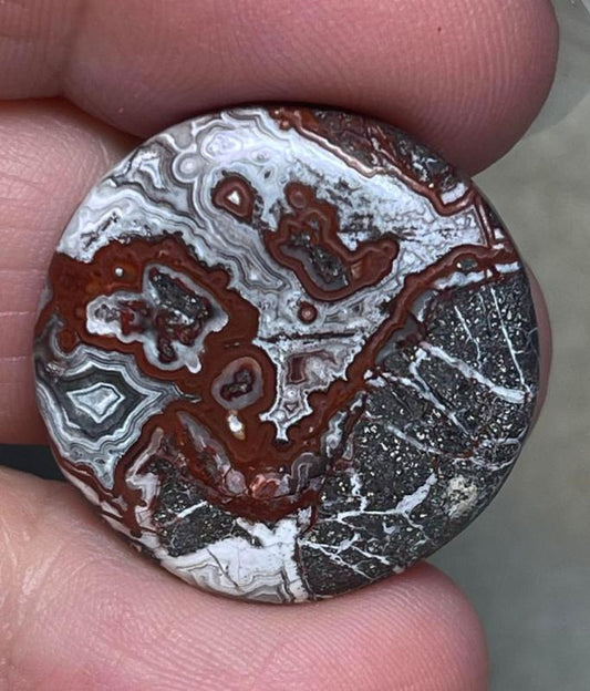 Round 25x25mm Natural Crazy Lace Agate Cabochon 29
