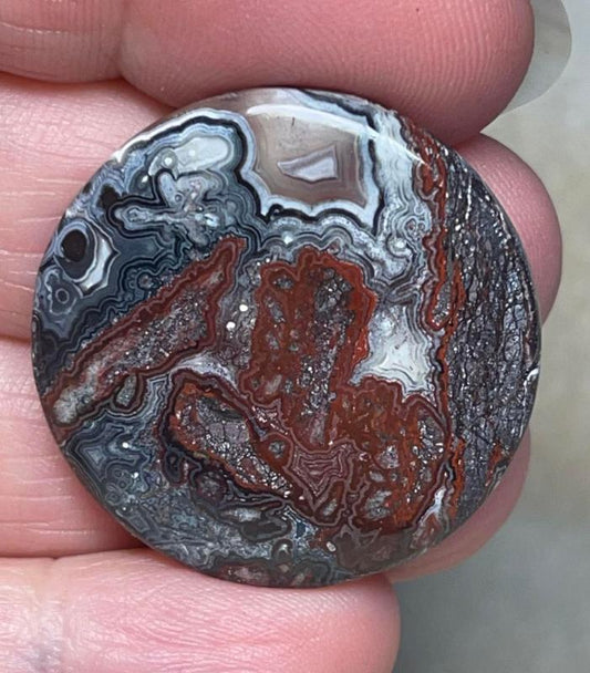 Round 31x31mm Natural Crazy Lace Agate Cabochon 30