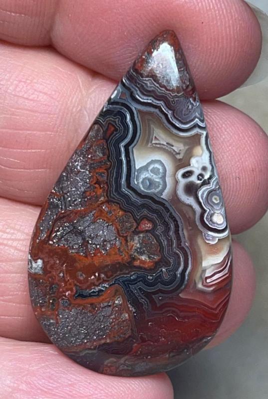 Teardrop 41x24mm Natural Crazy Lace Agate Cabochon 37