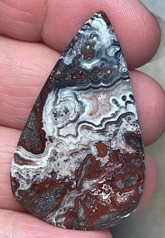 Teardrop 45x28mm Natural Crazy Lace Agate Cabochon 38