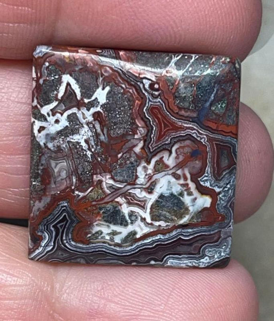Square 25x25mm Natural Crazy Lace Agate Cabochon 42