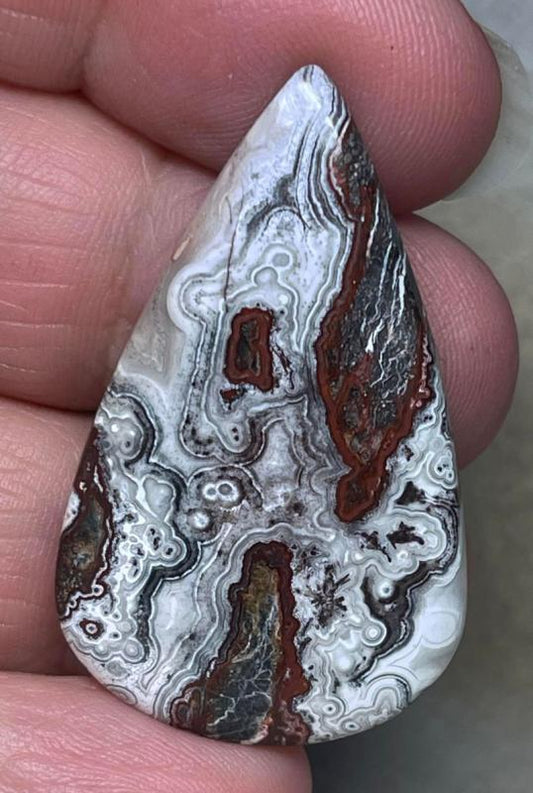 Teardrop 40x24mm Natural Crazy Lace Agate Cabochon 46