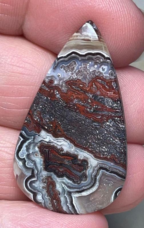 Teardrop 38x22mm Natural Crazy Lace Agate Cabochon 53