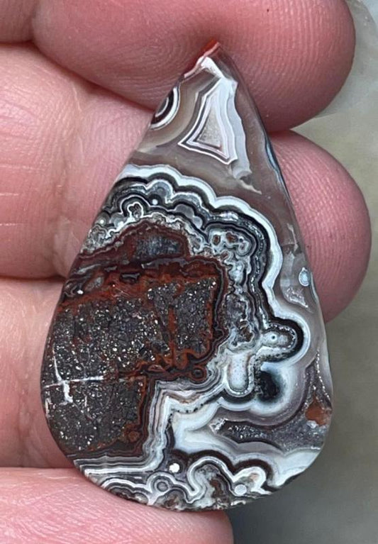 Teardrop 36x23mm Natural Crazy Lace Agate Cabochon 55
