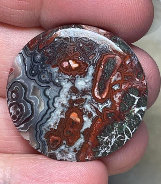 Round 31x31mm Natural Crazy Lace Agate Cabochon 57