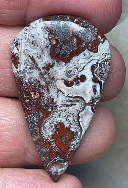 Teardrop 43x25mm Natural Crazy Lace Agate Cabochon 58
