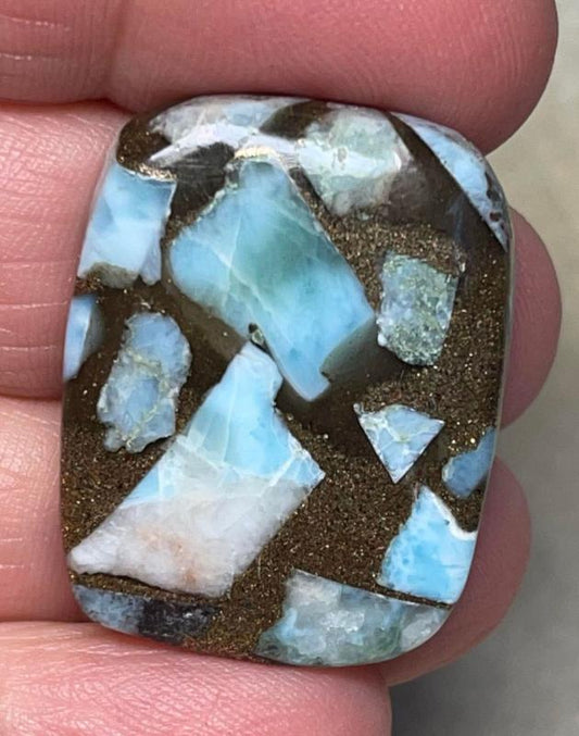 Rectangle 30x23mm Mohave Larimar Cabochon 21