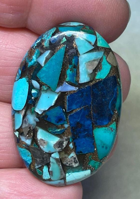 Oval 40x26mm Mohave Turquoise with Shattuckite Cabochon 20